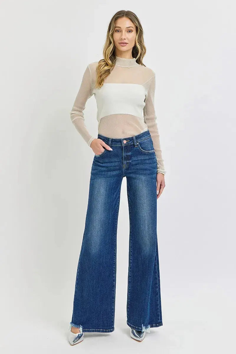 Mid Rise Wide Leg Denim RISEN Jeans in Full & Plus Sizes