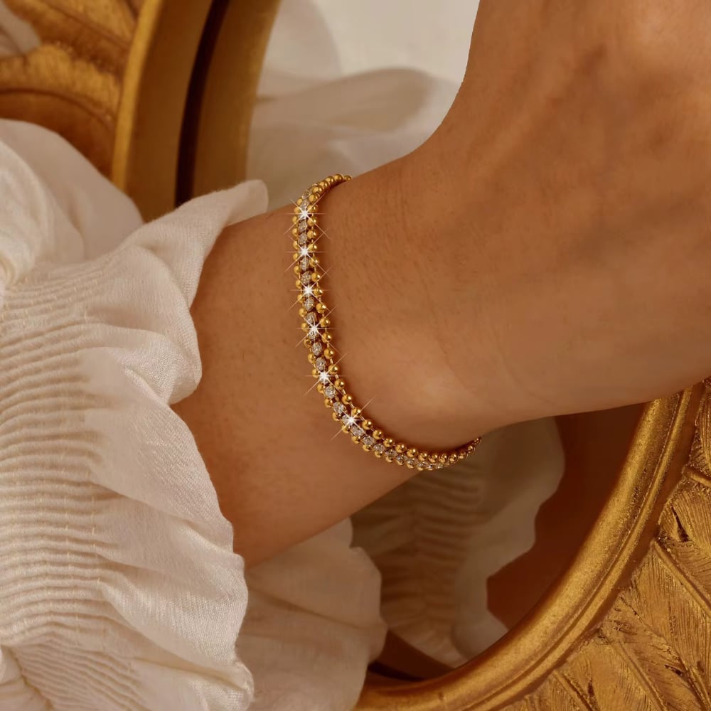 Amelia Sparkle Stack Adjustable CZ Chain Bracelet
