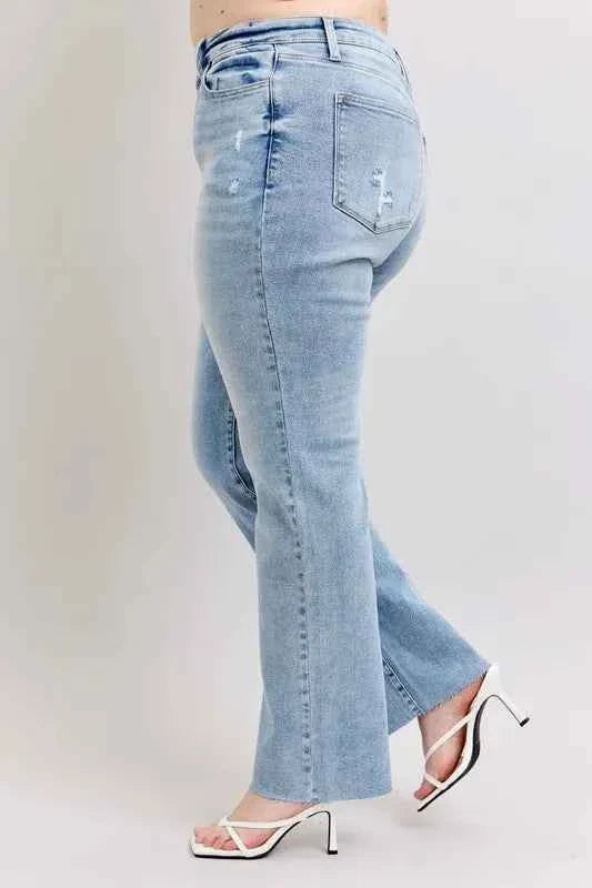 Judy Blue Plus Size Women's Jeans - Full Size Mid Rise Light Wash Dad Jeans