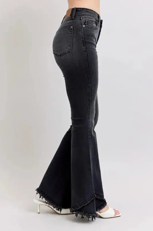 Judy Blue Full Size/Plus Size High Waist Flare w/ Mock Fray Tulip Hem