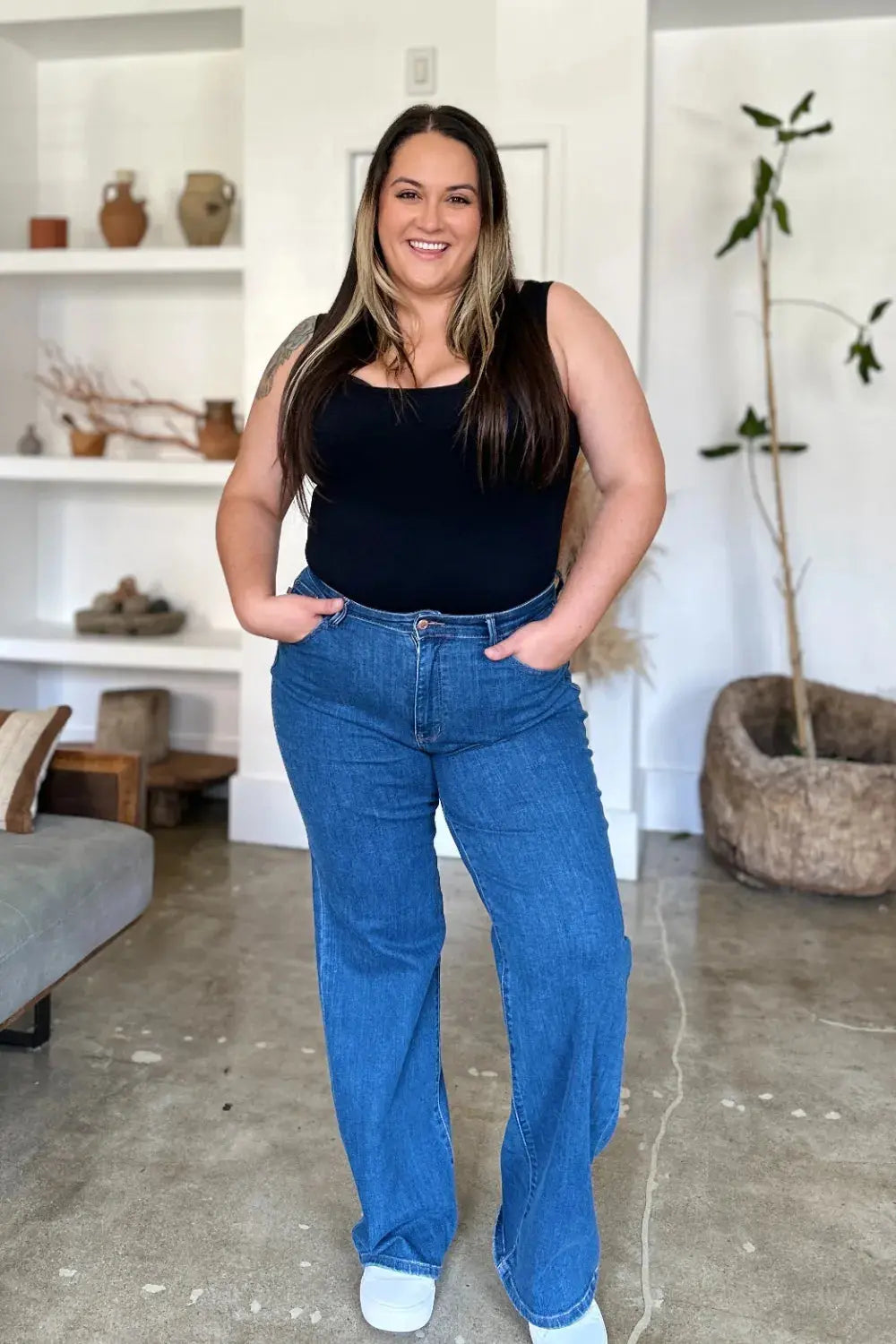 Full Size High Rise Straight Leg Judy Blue Jeans