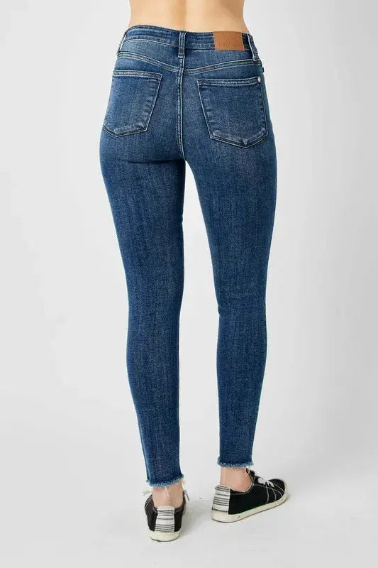 Full Size High Waist Distressed Skinny Leg Judy Blue Jeans