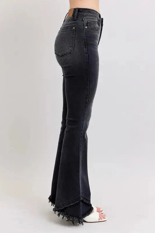 Judy Blue Full Size/Plus Size High Waist Flare w/ Mock Fray Tulip Hem