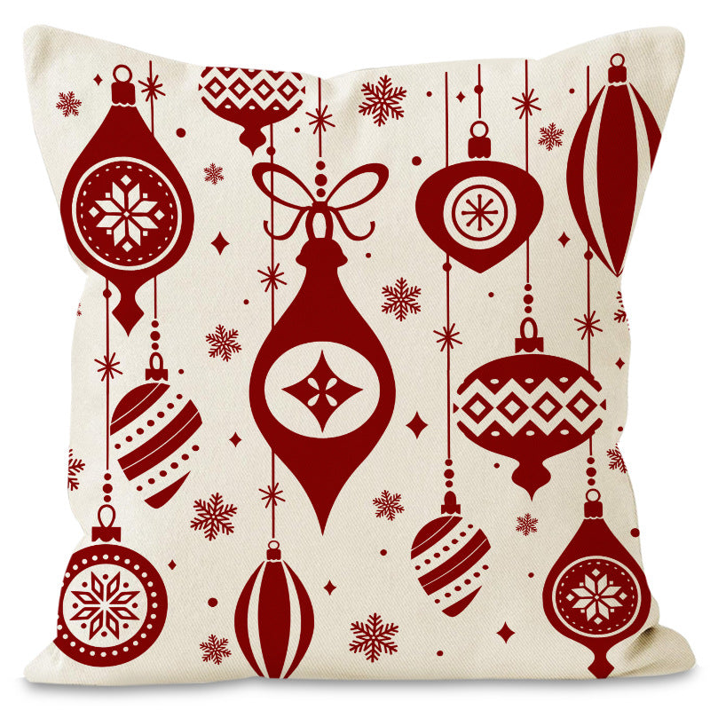 Christmas red ball pillow cover Christmas holiday themed home decoration pillowcase linen waist pillow
