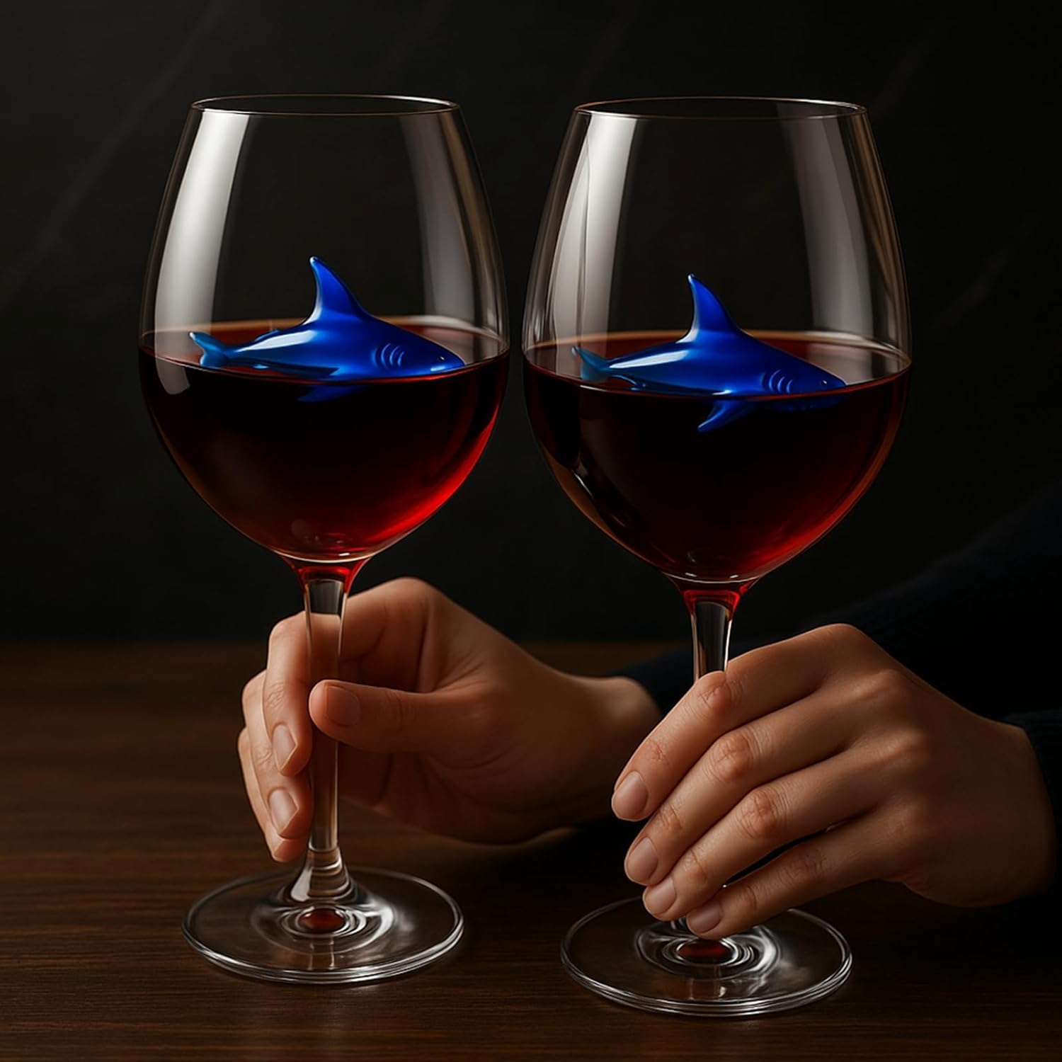 Shark-Inspired Wine Glasses Set of 2 – 13oz Stemmed Red & White Wine Glass with 3D Shark Inside – Unique Glassware Gift for Men, Dad, or Host
