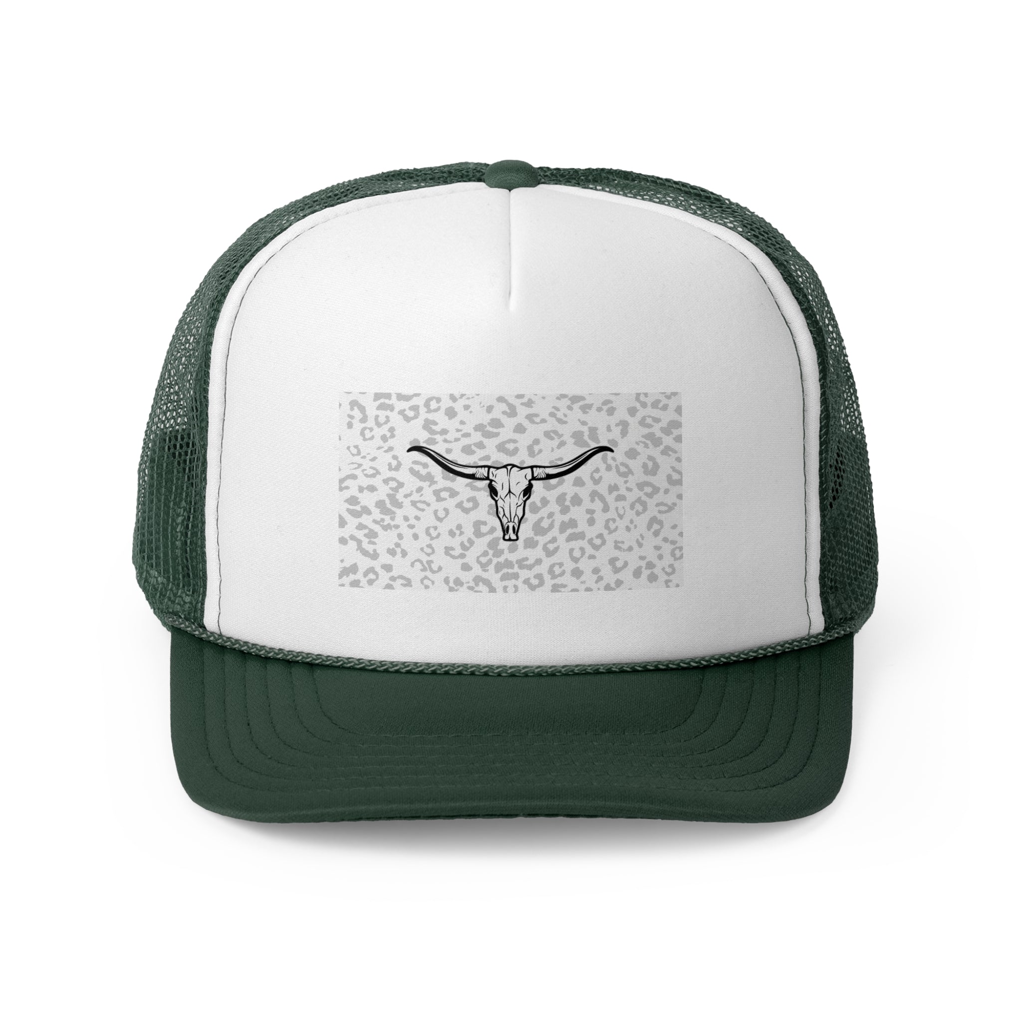 Cheetah Print Cow Skull Trucker Cap