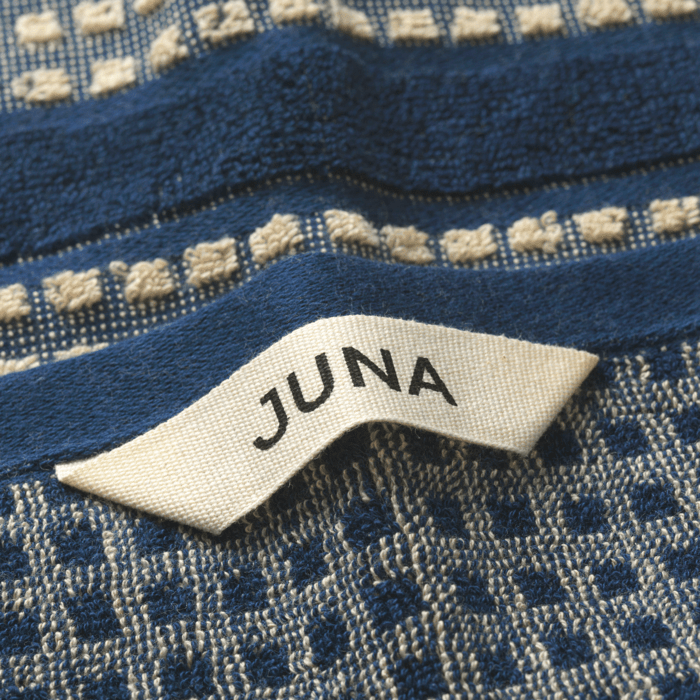 JUNA Check Washcloth, Dark Blue