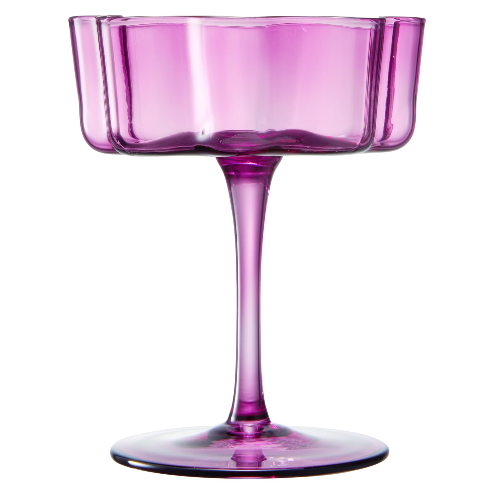 Flower Wave Coupe Cocktail Colored Glasses | Set of 2 | Amethyst Purple