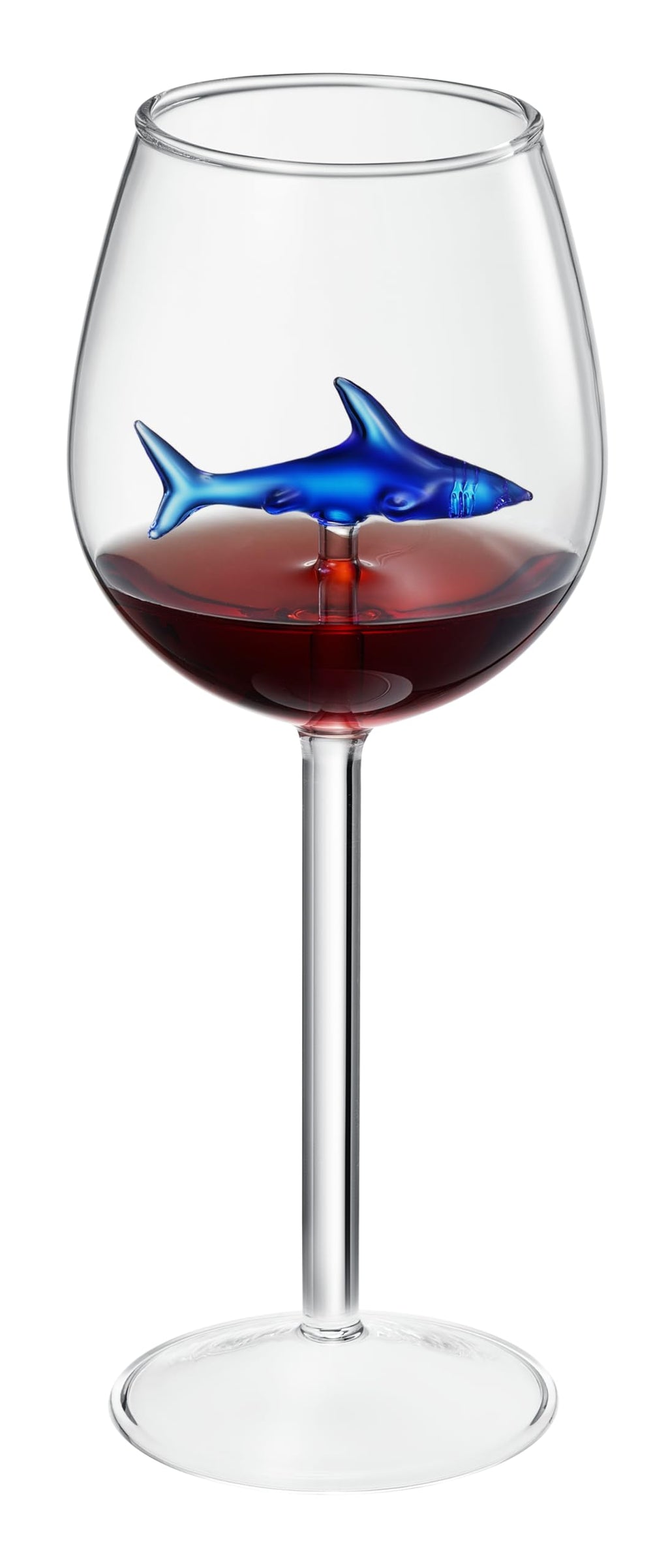 Shark-Inspired Wine Glasses Set of 2 – 13oz Stemmed Red & White Wine Glass with 3D Shark Inside – Unique Glassware Gift for Men, Dad, or Host