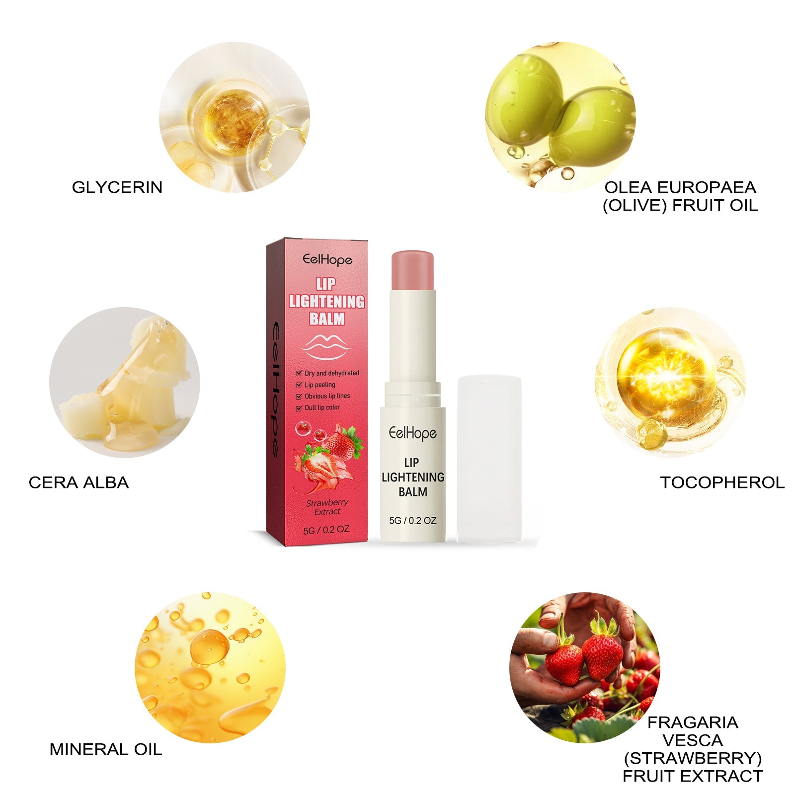 Strawberry Moisturizing Lip Balm Moisturizes, Hydrates, Removes Dead Skin, And Moisturizes Dry, Cracked Lips