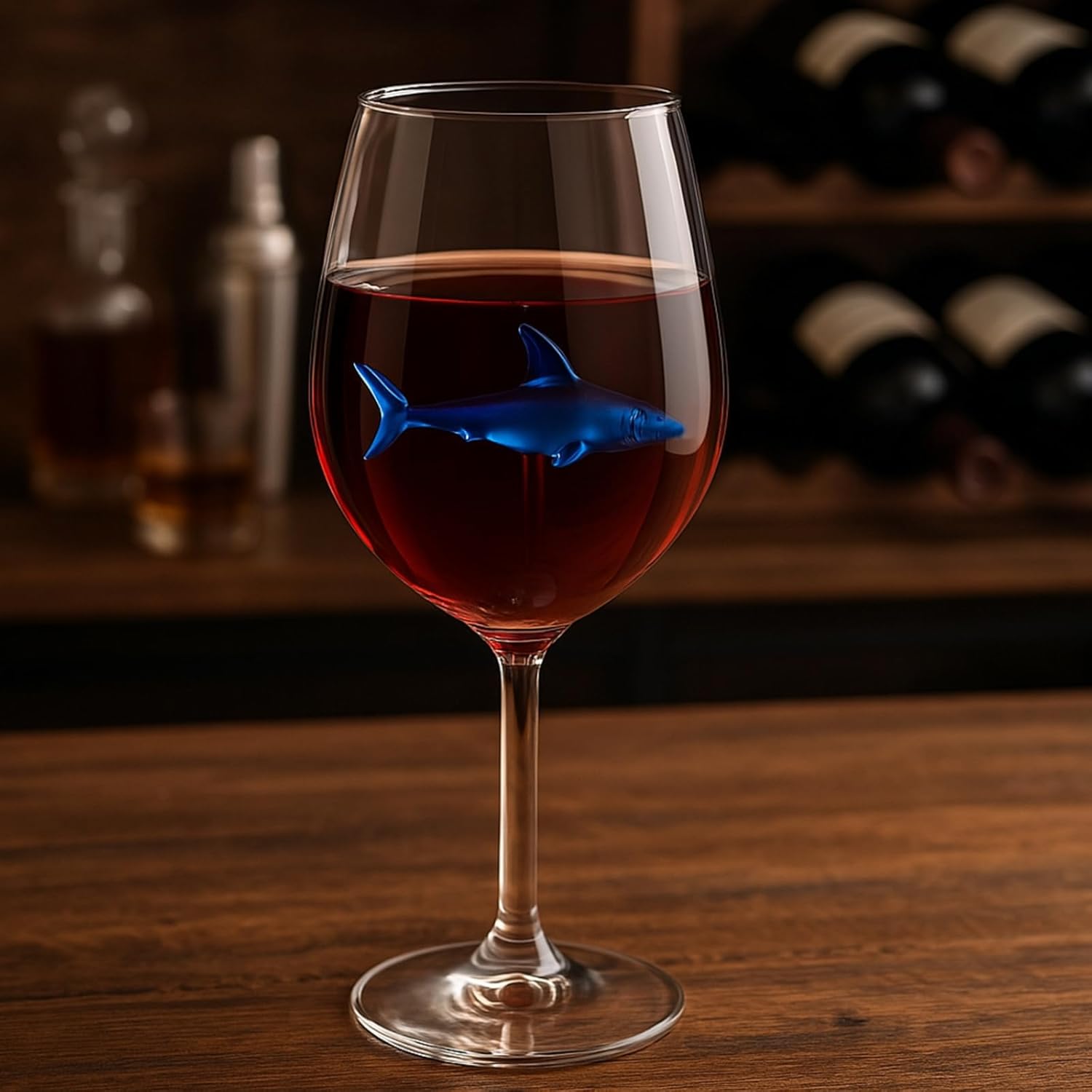 Shark-Inspired Wine Glasses Set of 2 – 13oz Stemmed Red & White Wine Glass with 3D Shark Inside – Unique Glassware Gift for Men, Dad, or Host