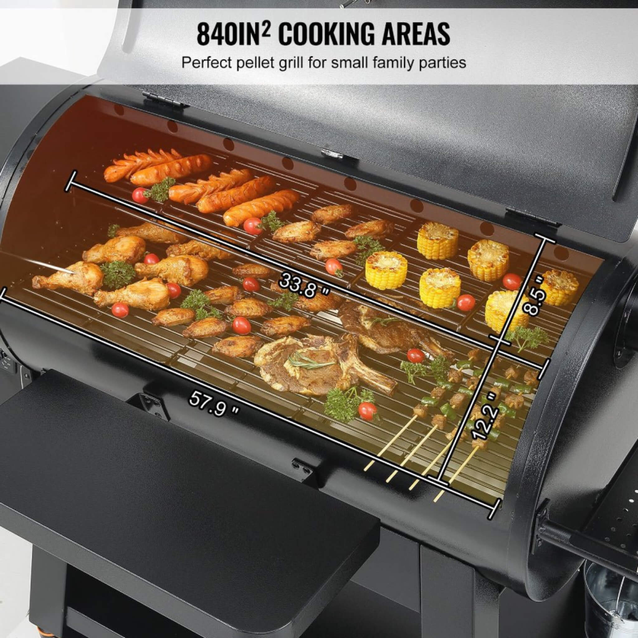 62" Heavy Duty Portable Wood Pellet BBQ Grill With Cart (SAK91308)