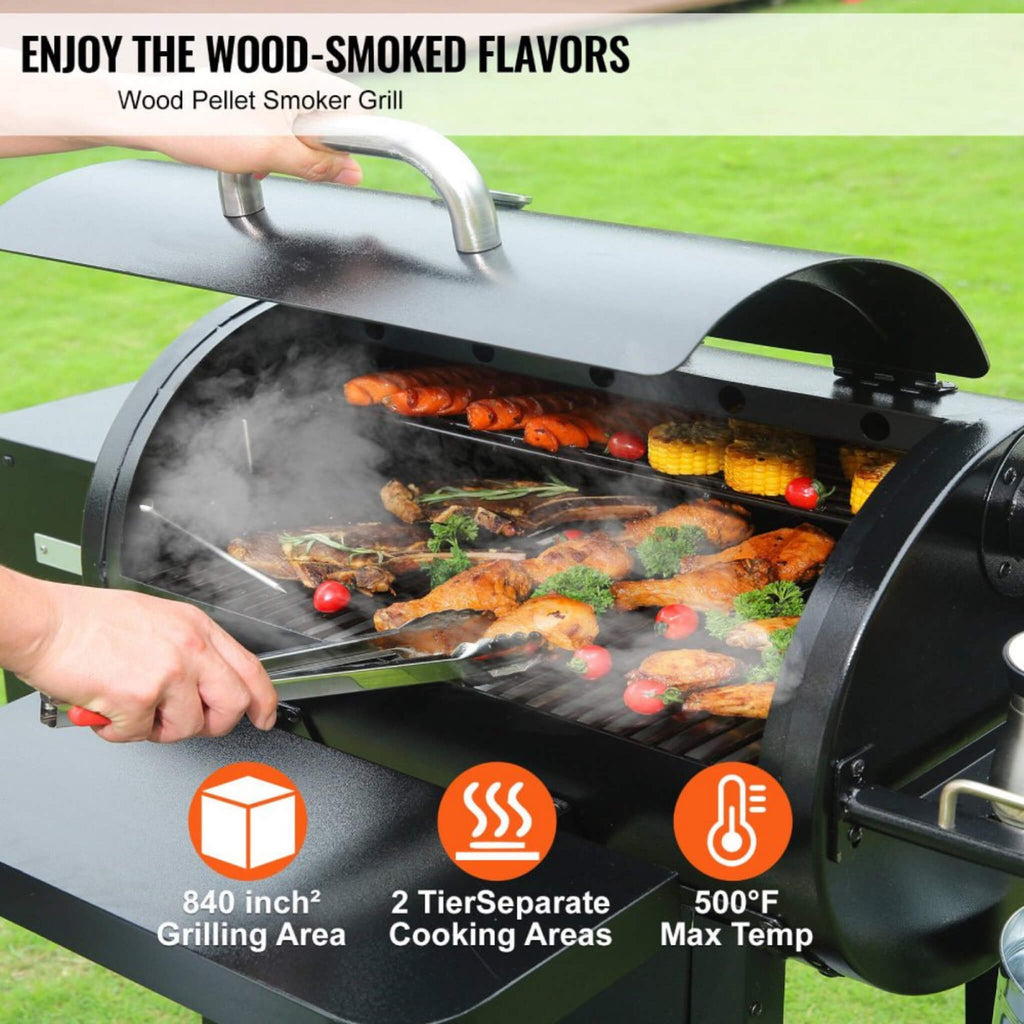 62" Heavy Duty Portable Wood Pellet BBQ Grill With Cart (SAK91308)