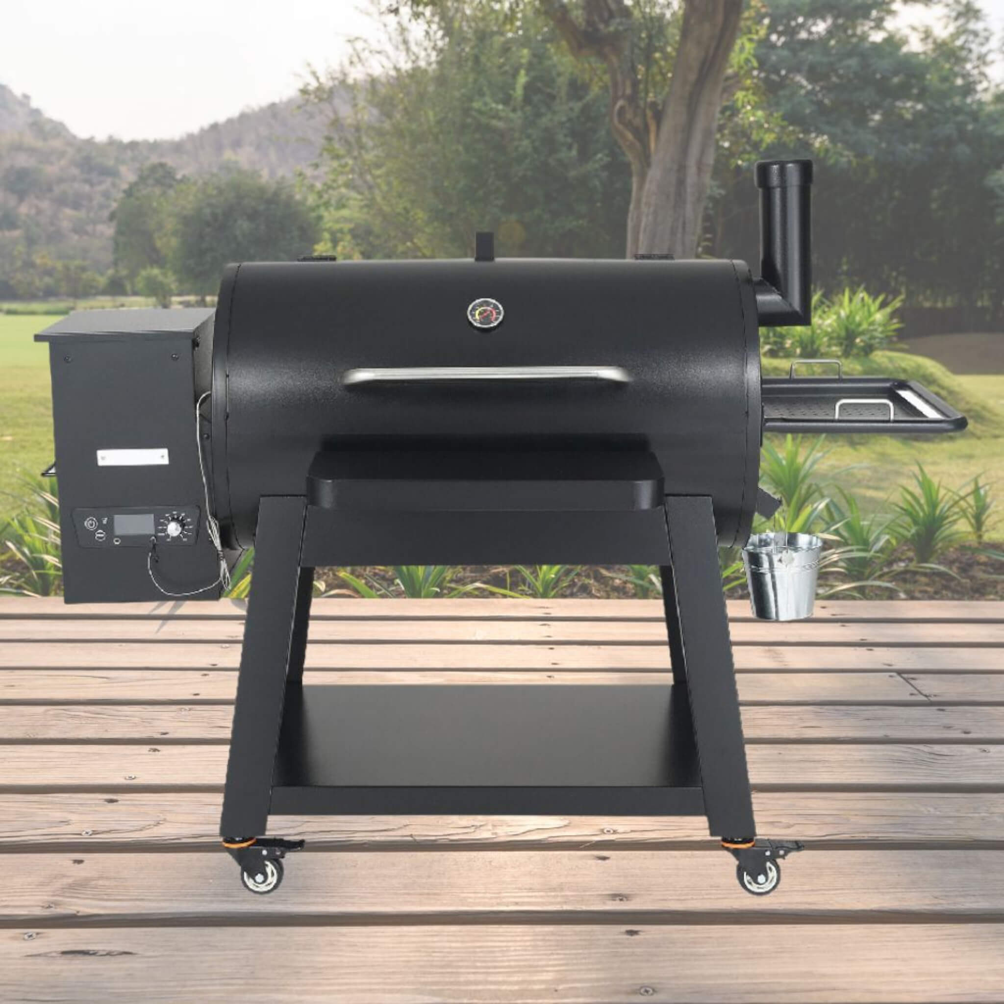 62" Heavy Duty Portable Wood Pellet BBQ Grill With Cart (SAK91308)