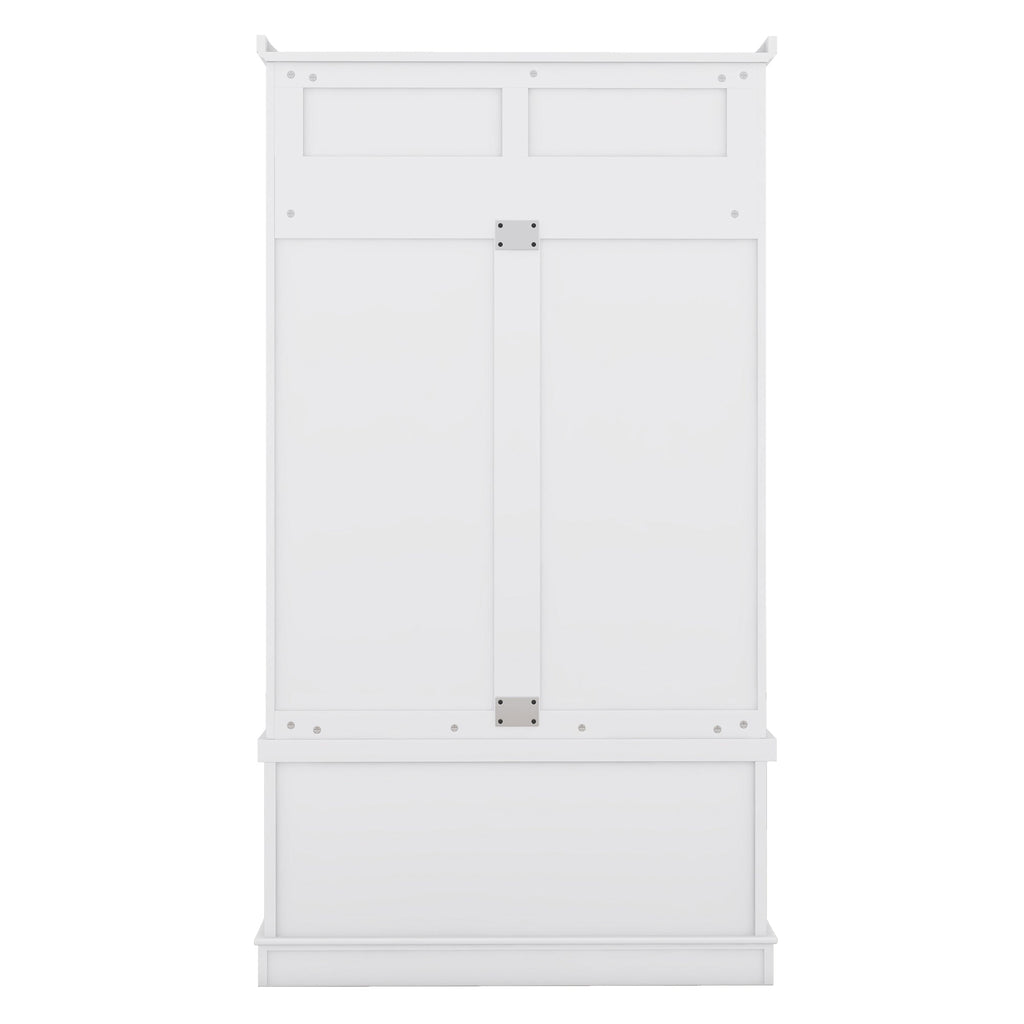 Hall Tree with Storage Shoe Bench for Entryway and Hallway 4-in-1 Design Coat Racks with 4 Hooks for Living Room White