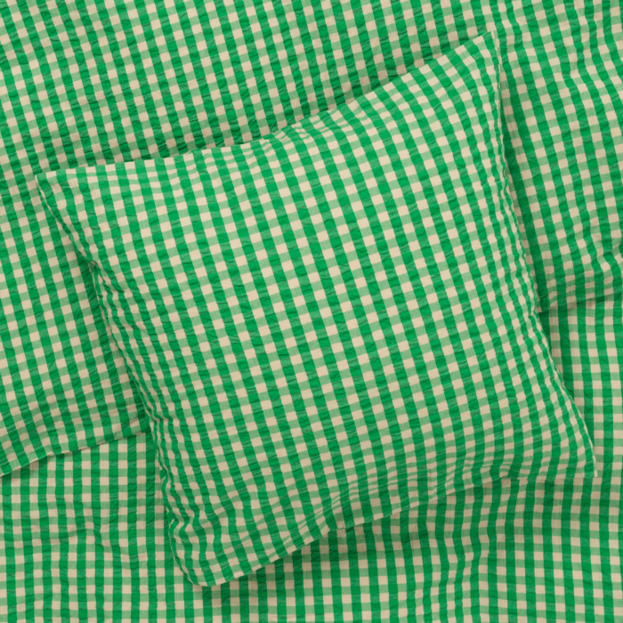 JUNA Bæk&amp;Bølge Duvet Cover Set, Queen, Green/Sand