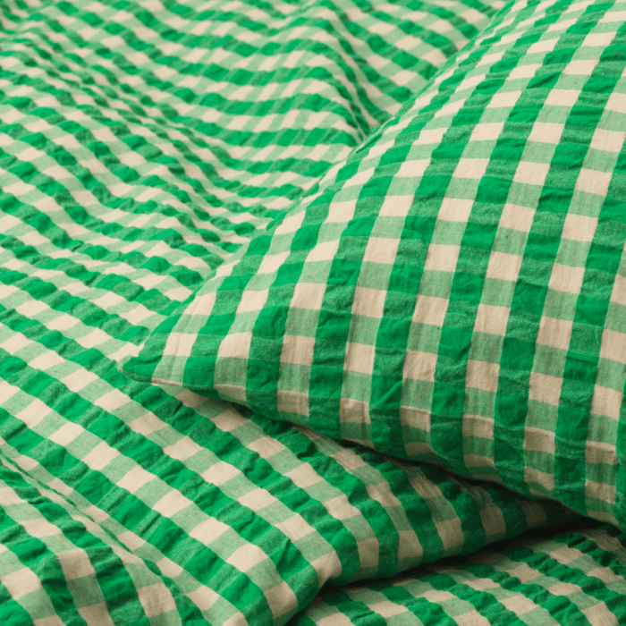JUNA Bæk&amp;Bølge Duvet Cover Set, Queen, Green/Sand