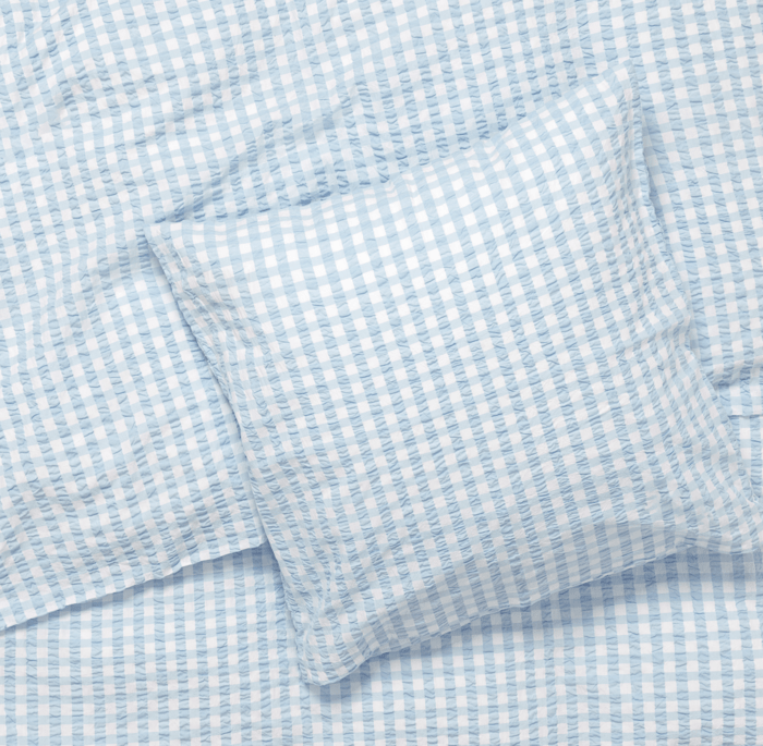 JUNA Bæk&Bølge Duvet Cover Set, Twin, White/Light Blue