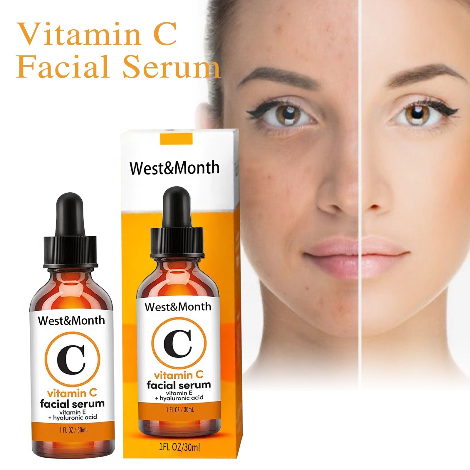 Vitamin C Face Serum, Anti-Aging Fade Facial Spots Wrinkles Brightening Skin