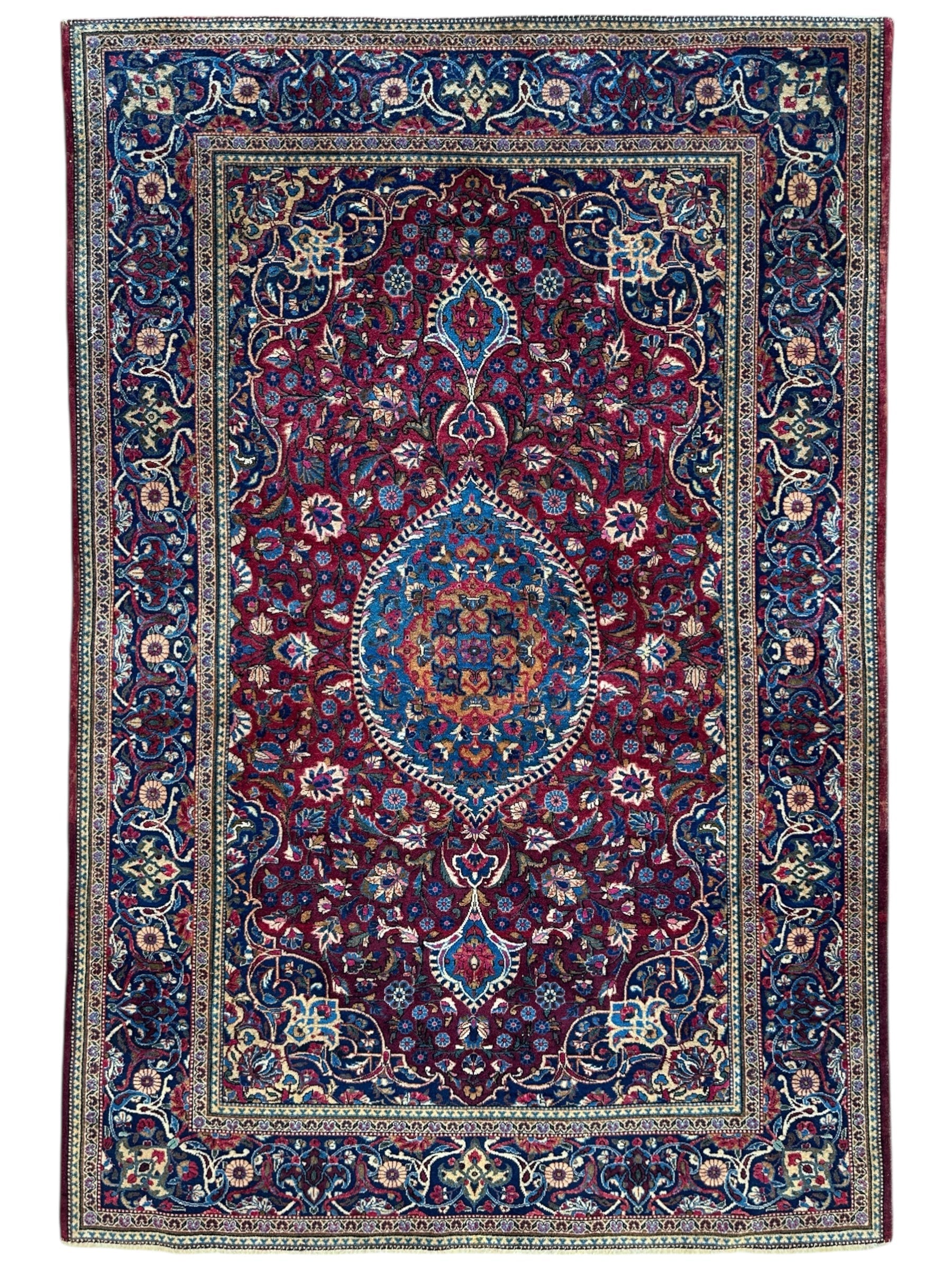 Antique Persian Kashan Debir Rug – 4’3” x 6’4” – Circa 1920s – Hand-Knotted Fine Wool