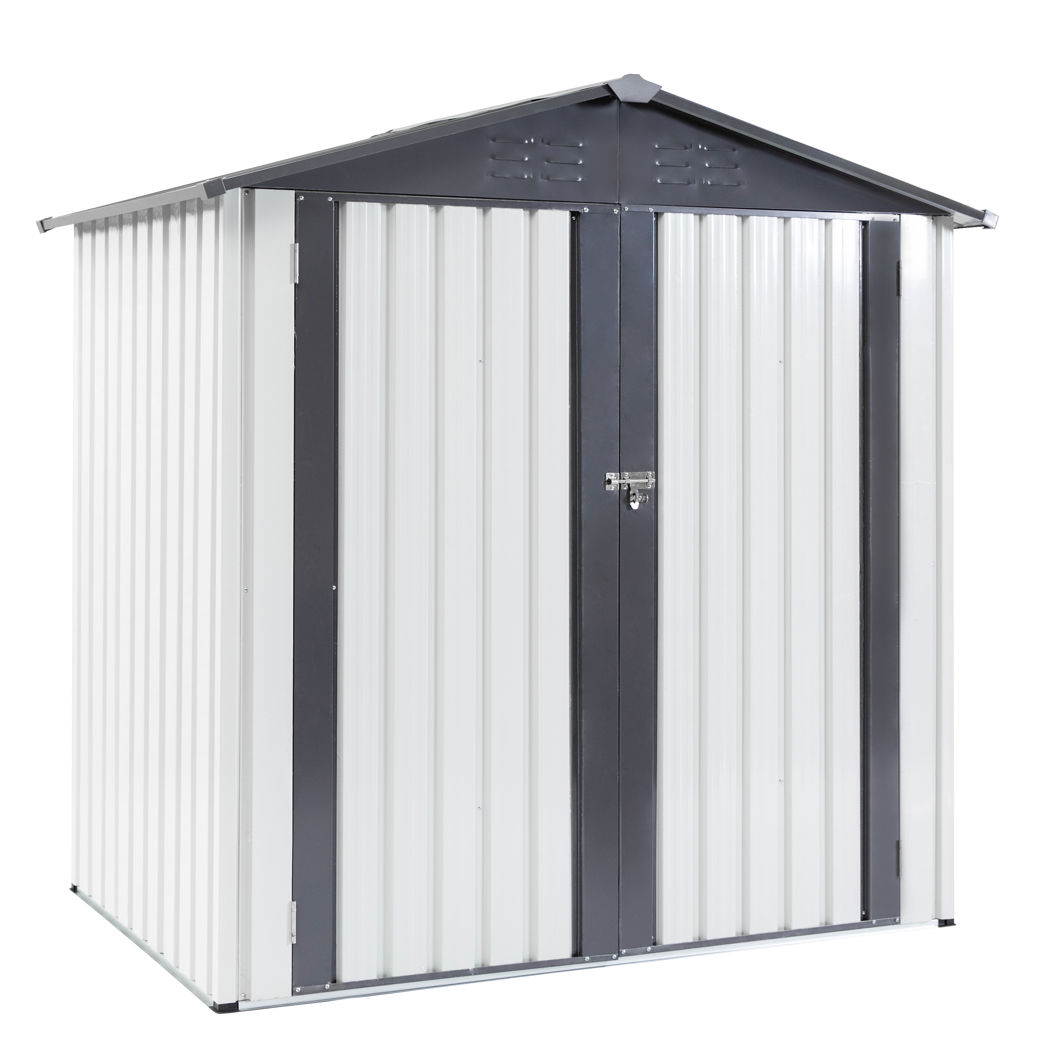 XWT014 Garden Metal Storage Shed Gray White 6x4x6ft outdoor storing tools Rainproof Hinge door version