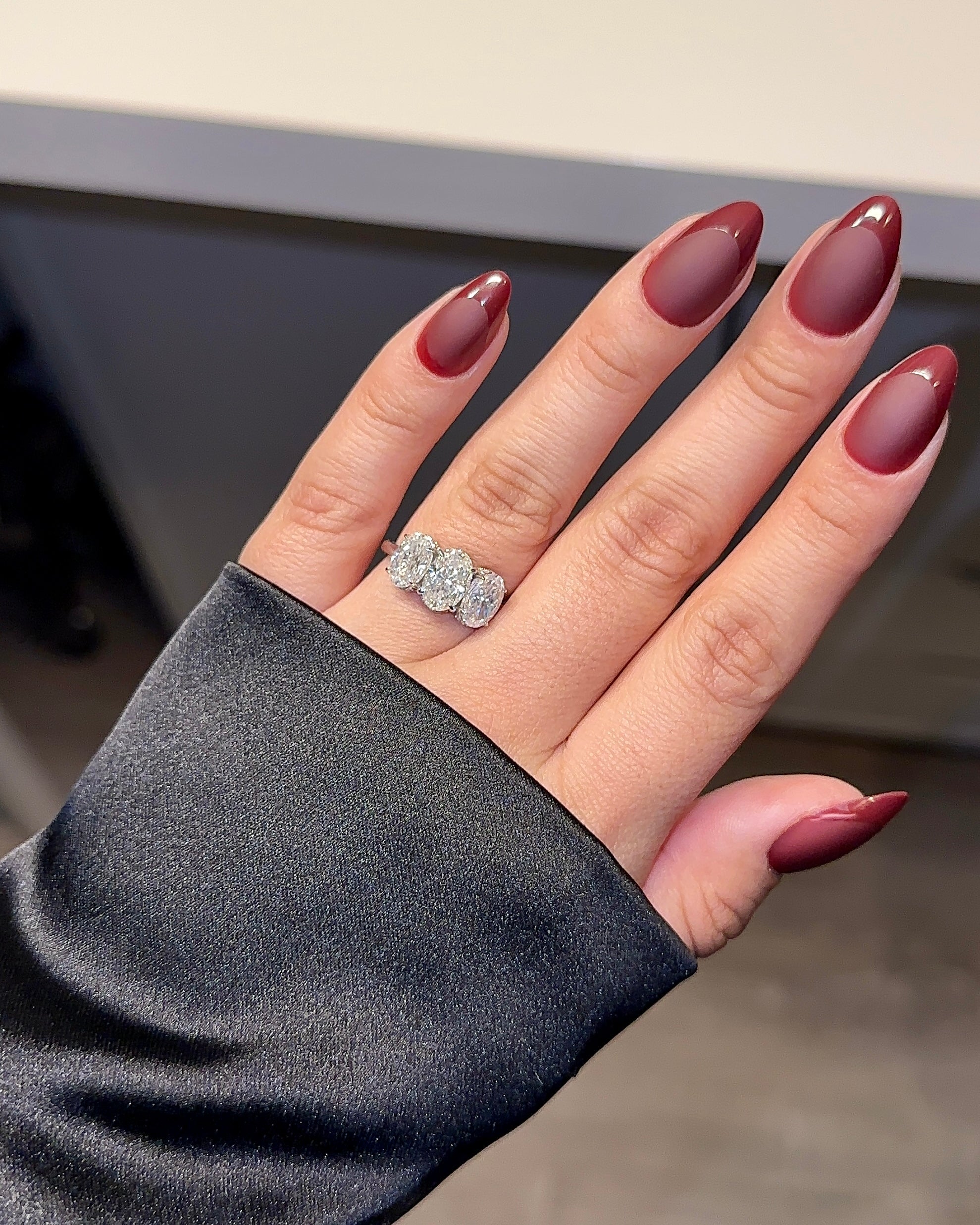 4.0ctw Three Stone Oval Cut Moissanite Engagement Ring