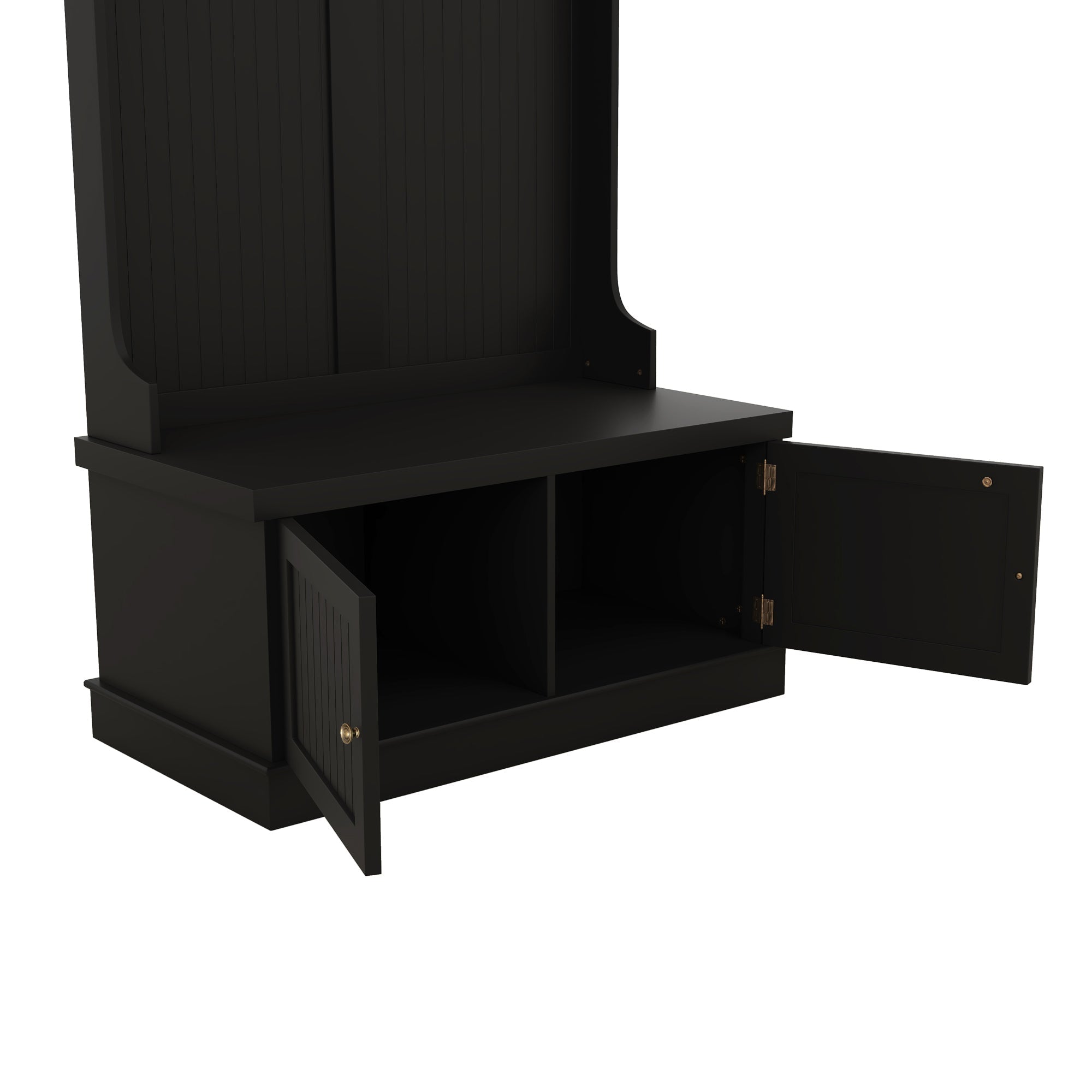 Hall Tree with Storage Shoe Bench for Entryway and Hallway 4-in-1 Design Coat Racks with 4 Hooks for Living Room Black