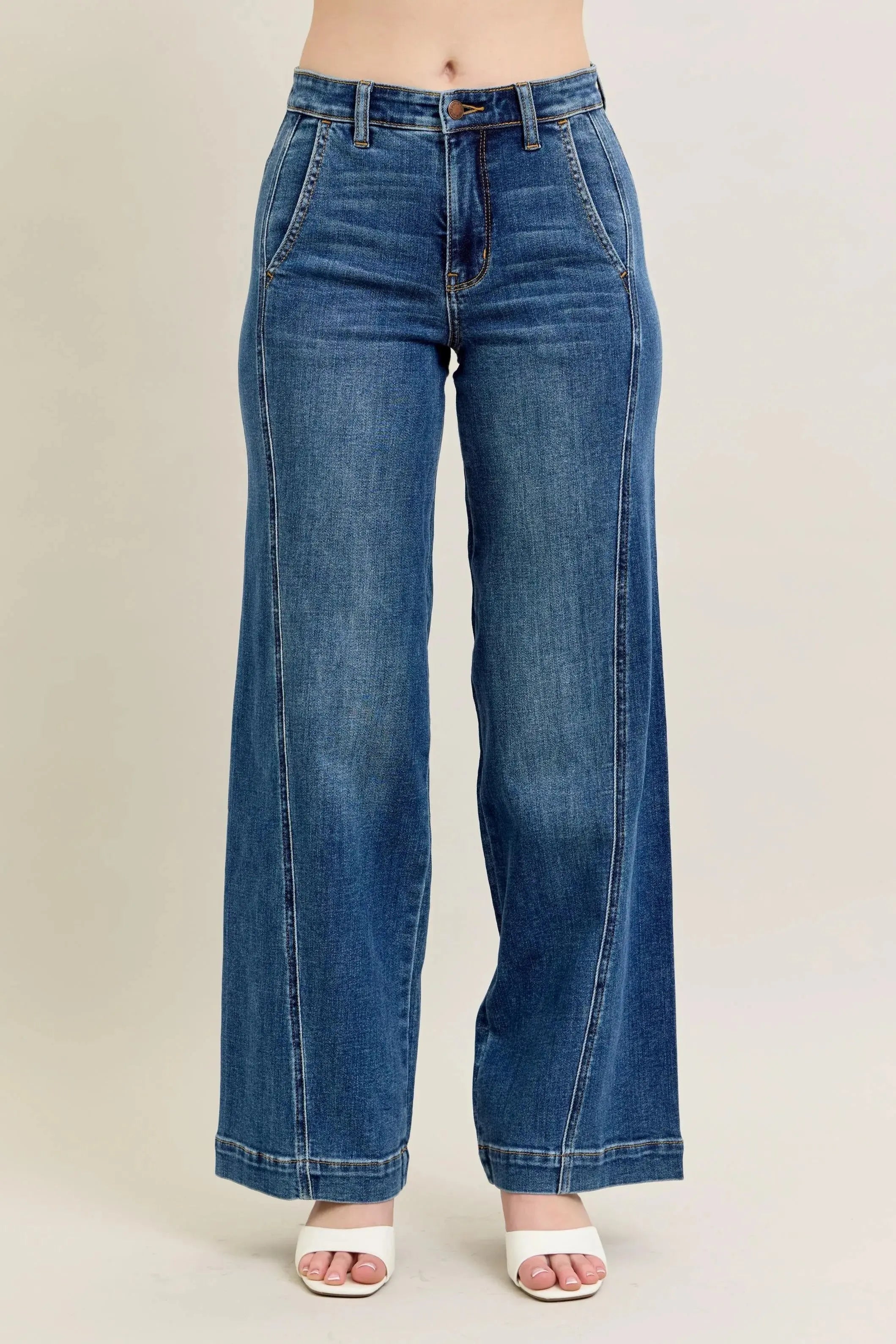 Full Size/Plus Size High Waist Wide Leg Judy Blue Jeans