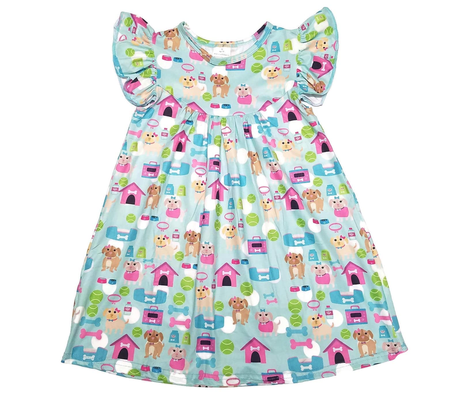 Spring Time Puppies Flutter Milk Silk Dress