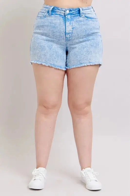 Judy Blue Jeans - Full Size Mid Rise Garment Dyed Denim Shorts
