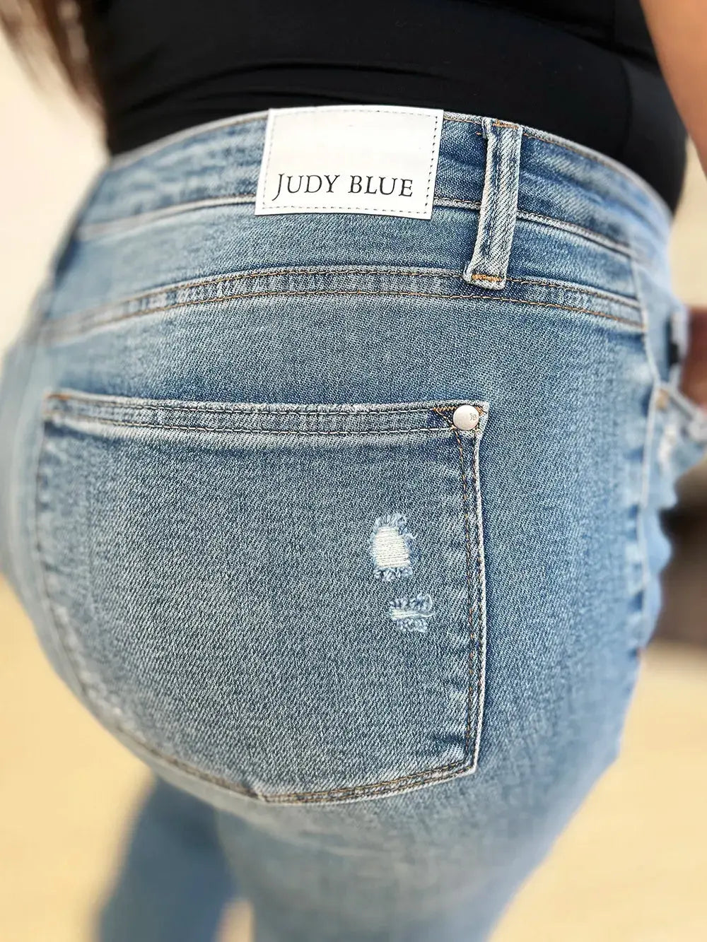 Full Size Mid Rise Destroyed Hem Distressed Judy Blue Jeans