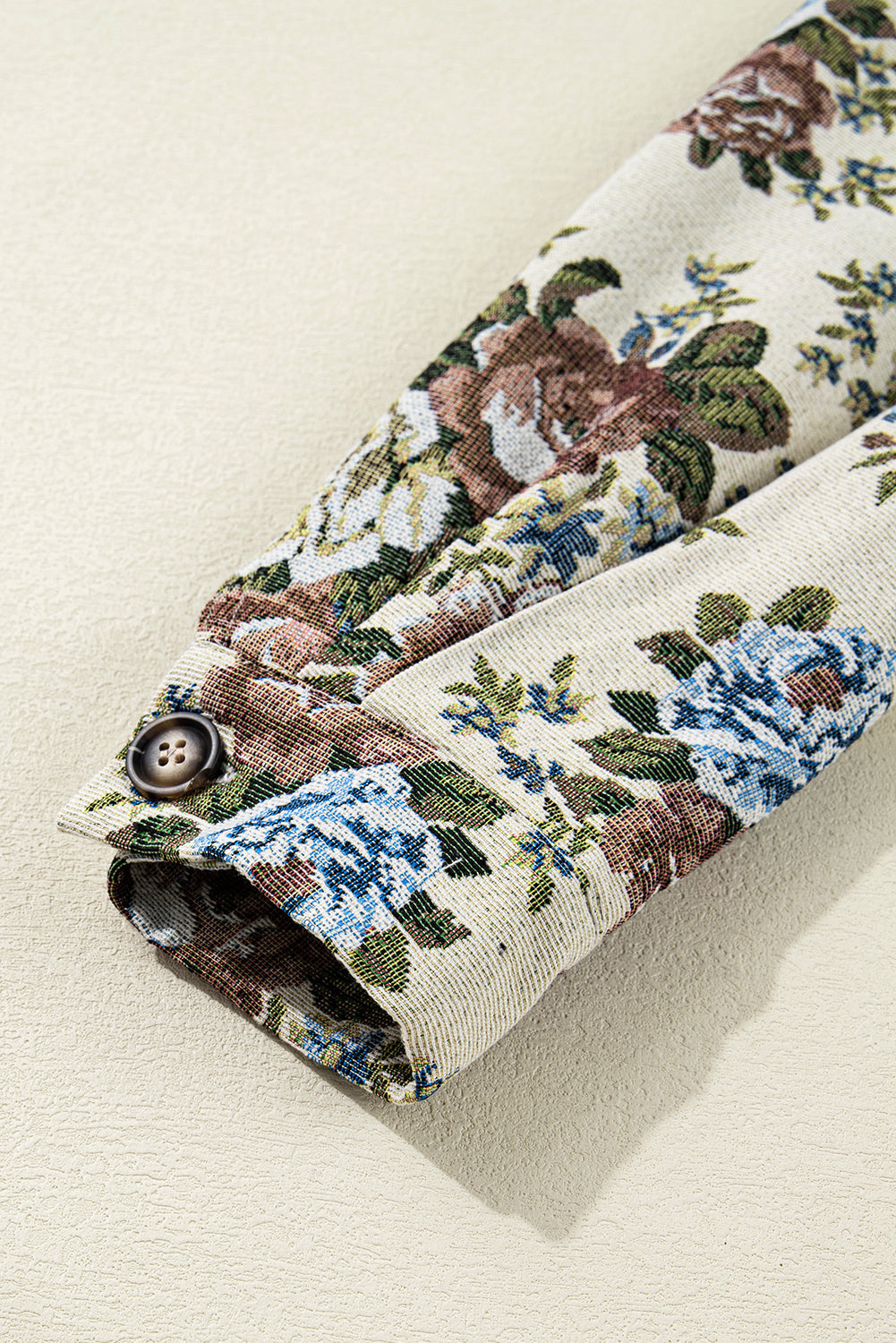 Floral Zip-Up Contrast Collared Jacket