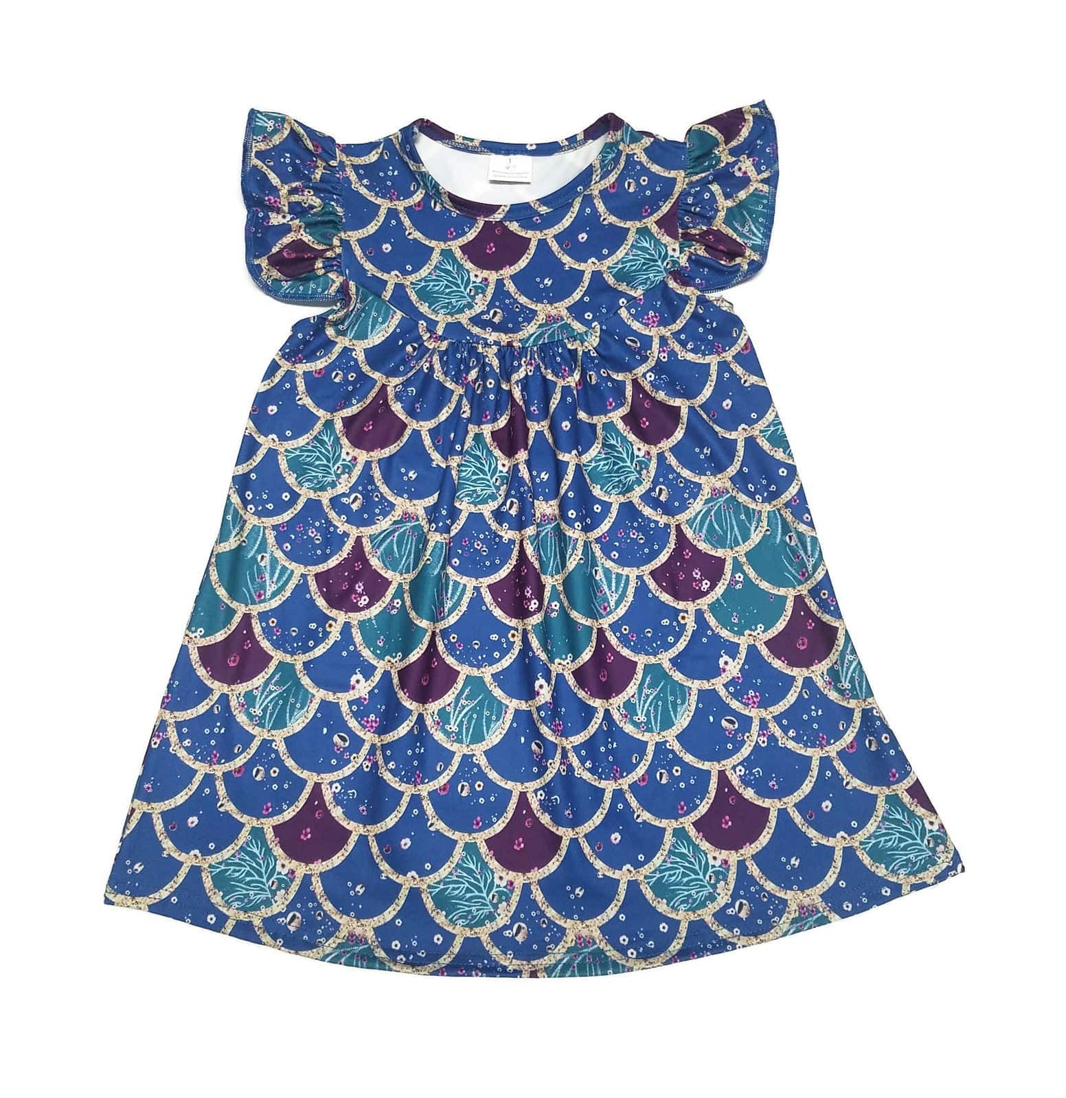 Dark Mermaid Scale Milk Silk Flutter Dress