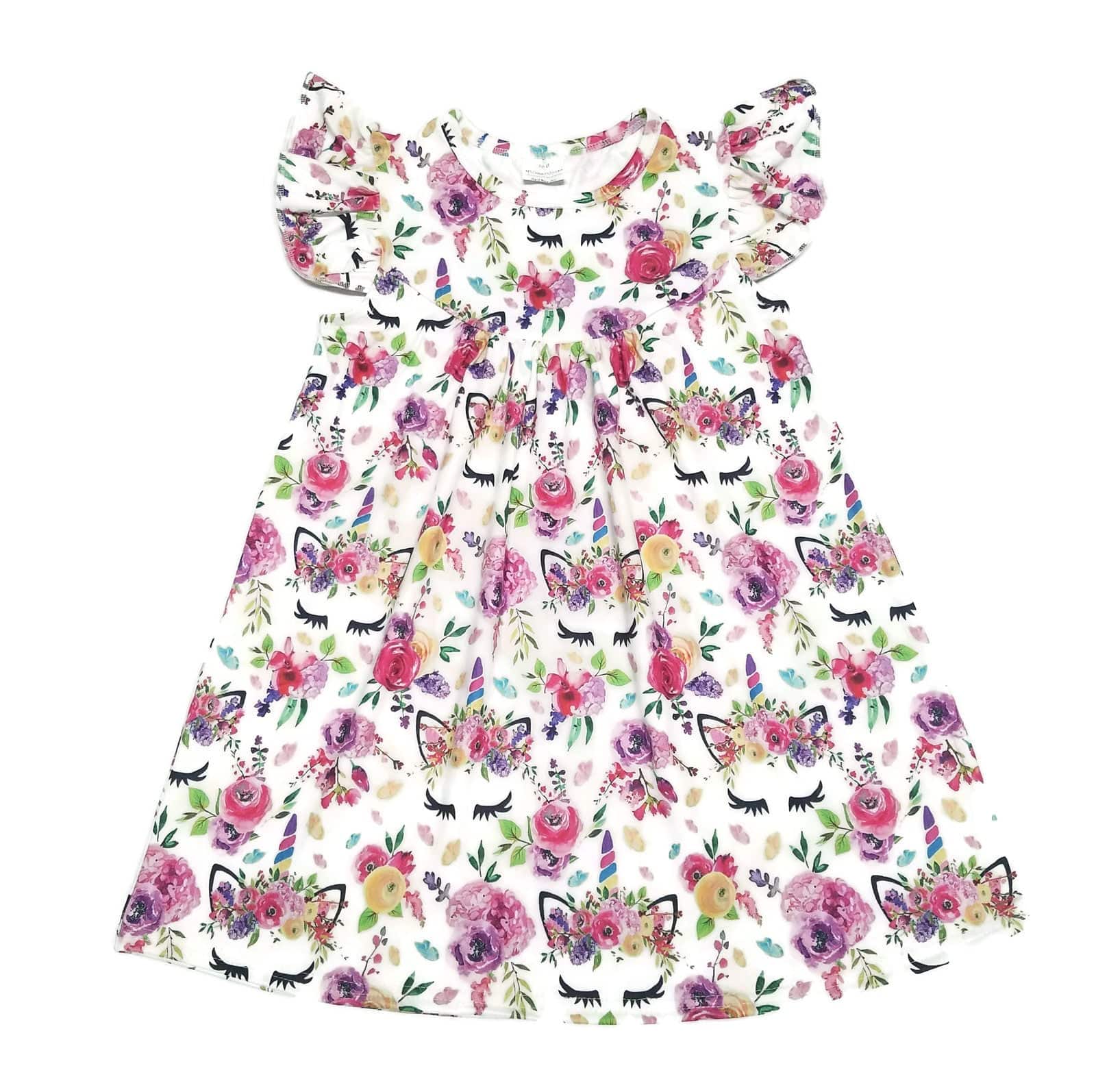 Spring Unicorn Milk Silk Flutter Dress