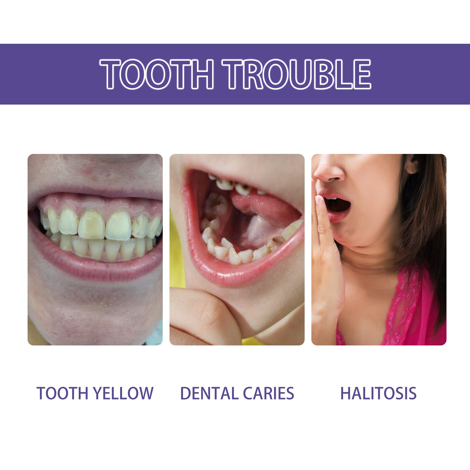 Teeth Whitening Correction Serum Purple Toothpaste, Clean Tooth Stains Brightening White Mild Gingival Care Breath Fresh And Deodorizing