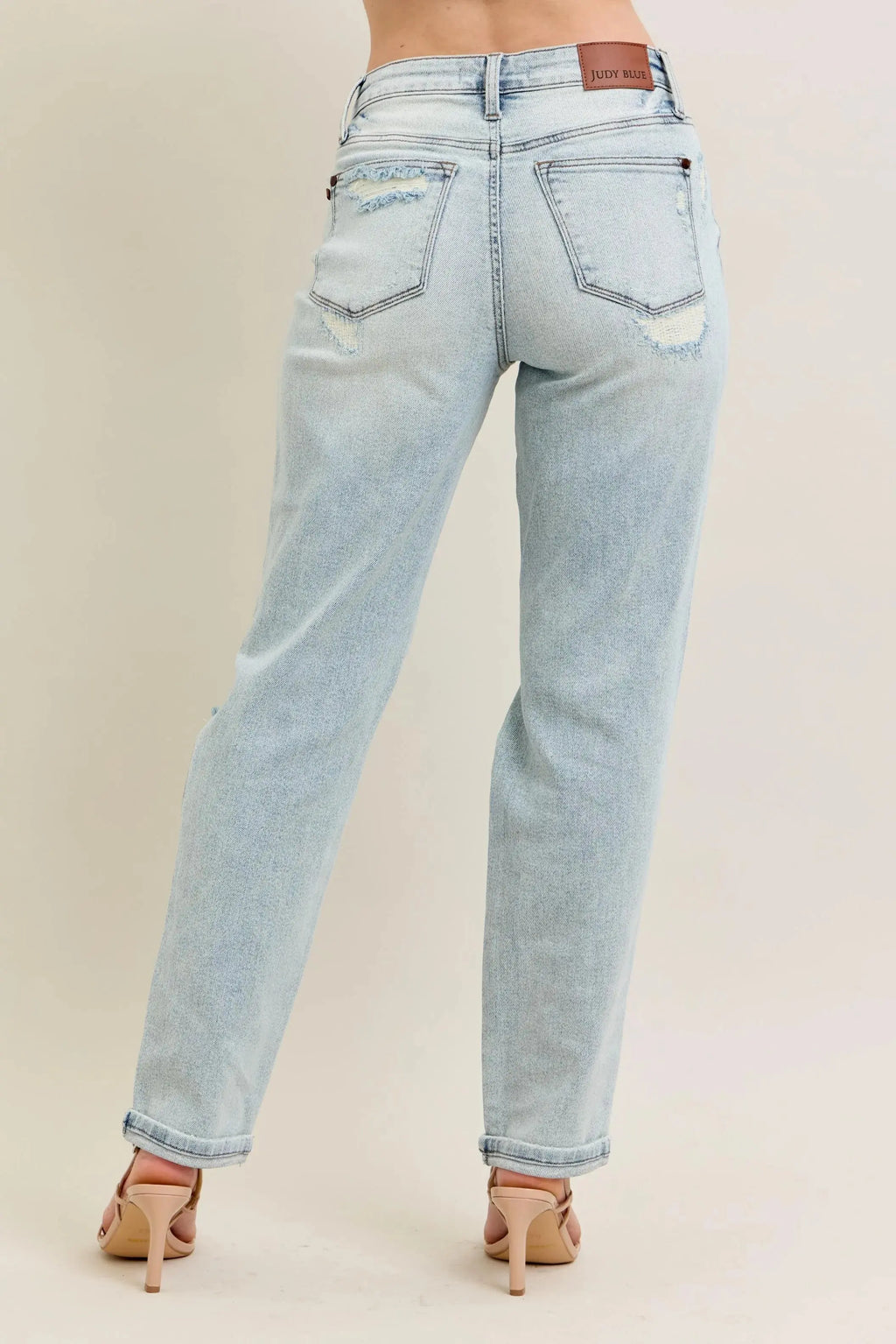 Judy Blue Jeans - Plus Size Mr Repair Stitch Detail Destroy Single Cuff Boyfriend Fit