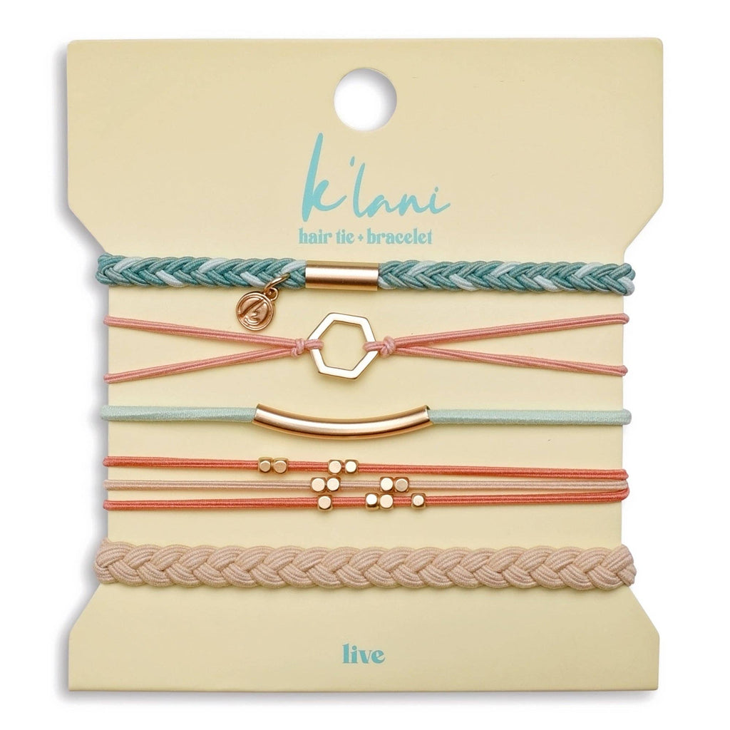 "Live" Hair Tie Bracelet Set