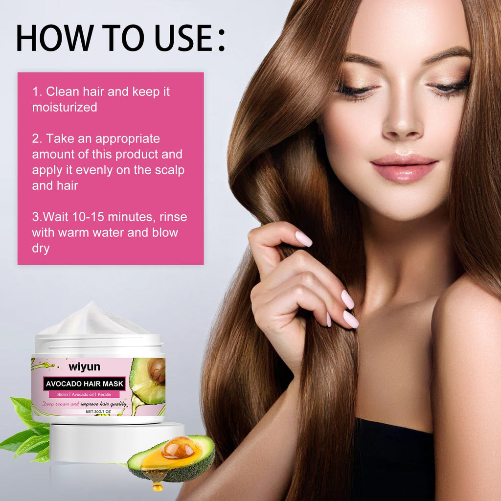 Avocado Hair Mask, Moist Smooth Hair Repair Damaged Hair Tail Hair Dry Short-Tempered Membrane