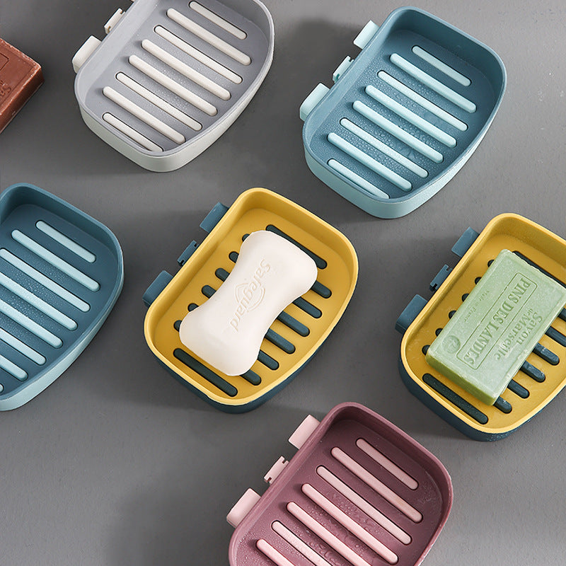 Contrast Color Drain Soap Box Double-Layer Storage Soap Box Bathroom Rack Strong Non-Marking Paste Soap Box