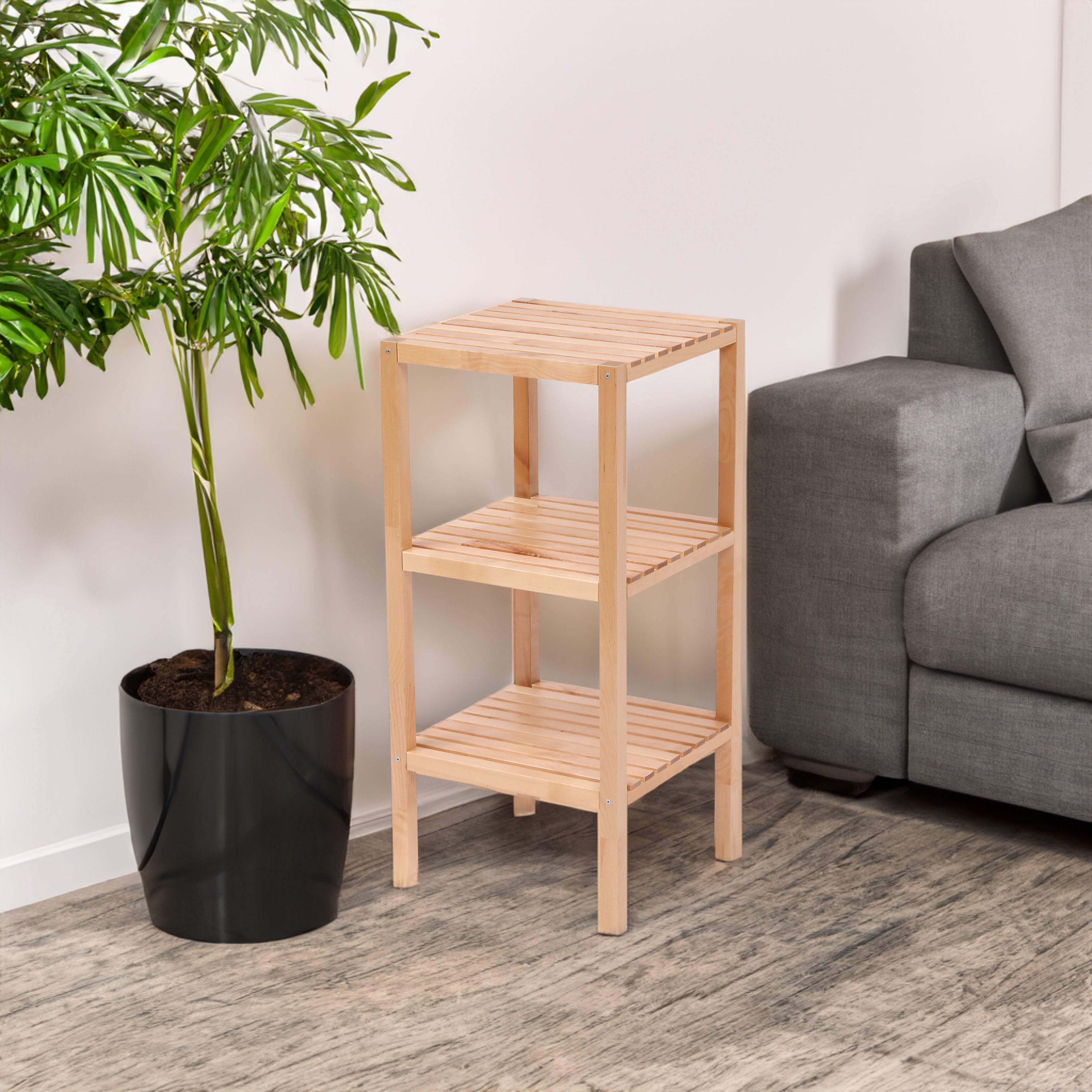 3-Tier Birch Bathroom Shelf, Narrow Shelving Unit, Multifunctional Storage Rack, Corner Rack, for Kitchen, Living Room