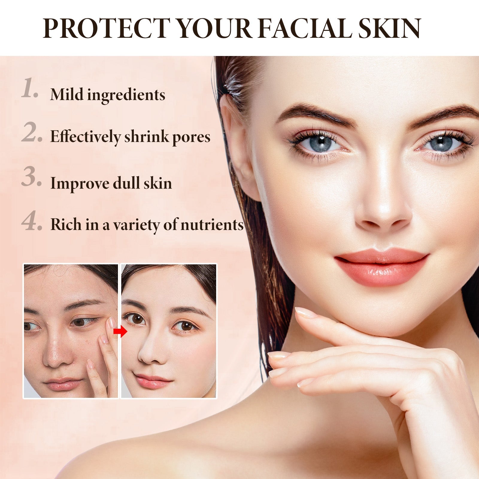 JAYSUING Strawberry Bha Pore-Smooth Face Serum, Carry Bright Color Of Skin To Improve Dark Heavy Fine Pores Hydrating Essence