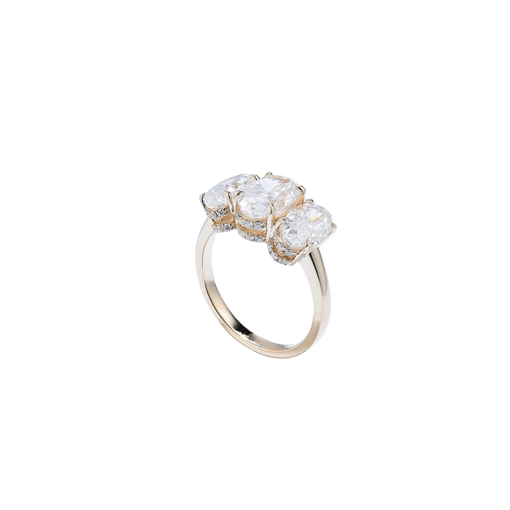 4.0ctw Three Stone Oval Cut Moissanite Engagement Ring