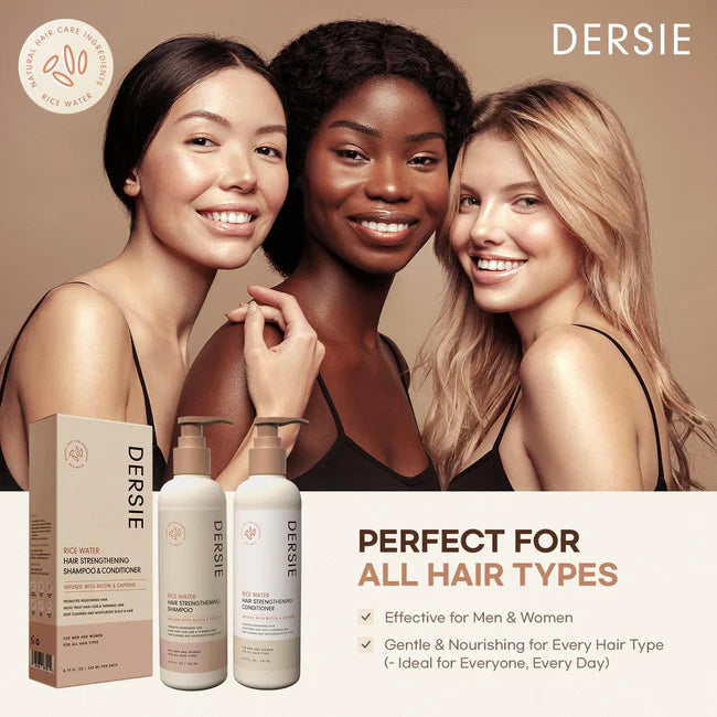 DERSIE Rice Water Hair Strengthening Shampoo & Conditioner