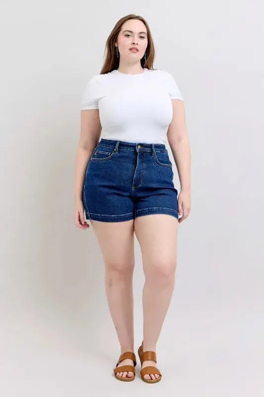 Judy Blue Jeans - Plus Size High Waist Tummy Control Denim Shorts