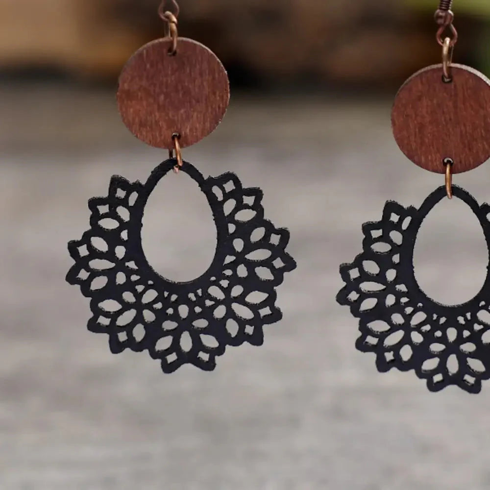 Boho Mandala Geometric Cutout Dangle Earrings
