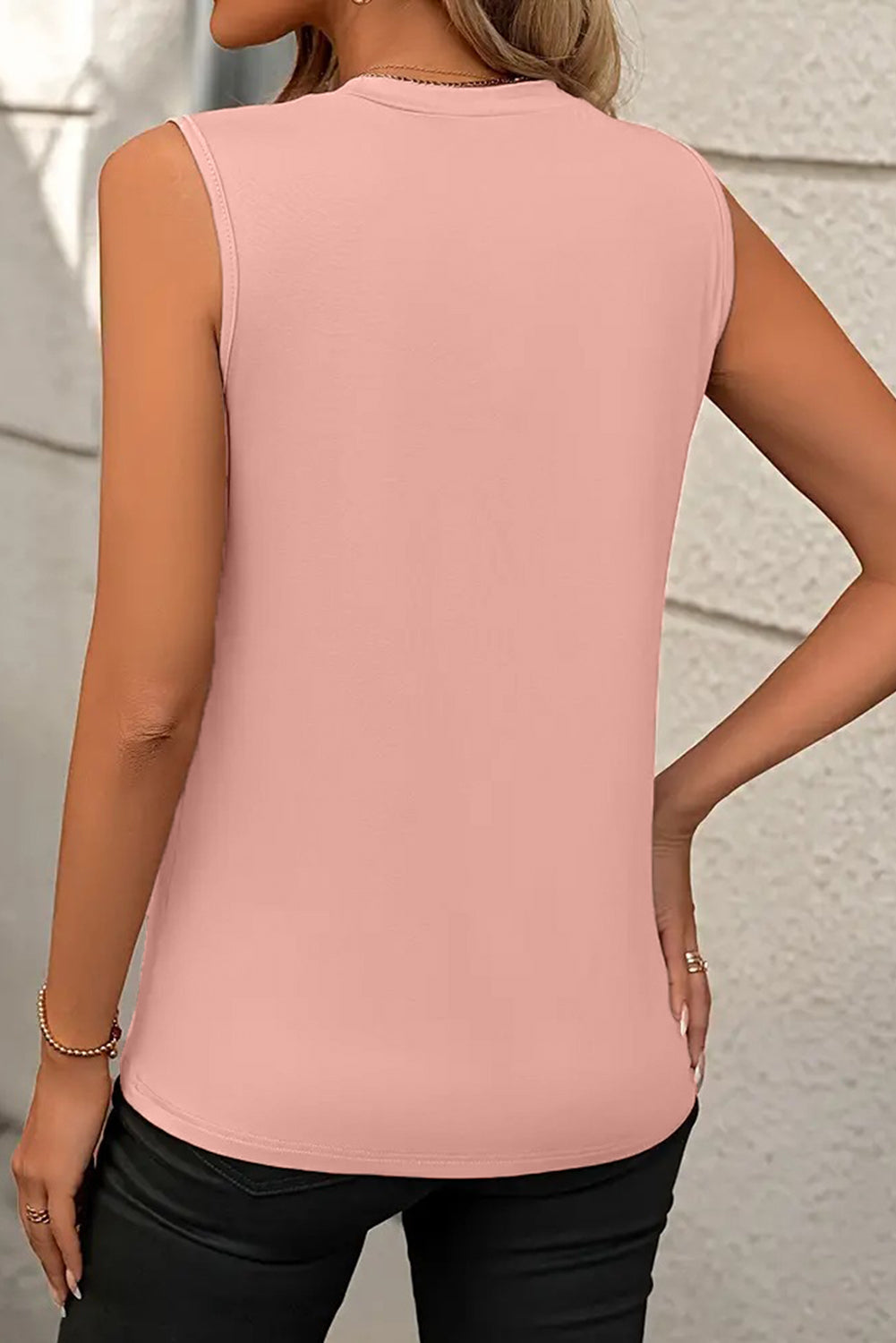 White Pleated Women's Top - Solid Color Crew Neck Design
