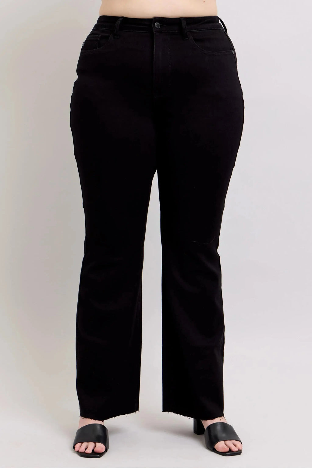 Plus Size High Waist Star Seam Detail Flare Leg Judy Blue Jeans