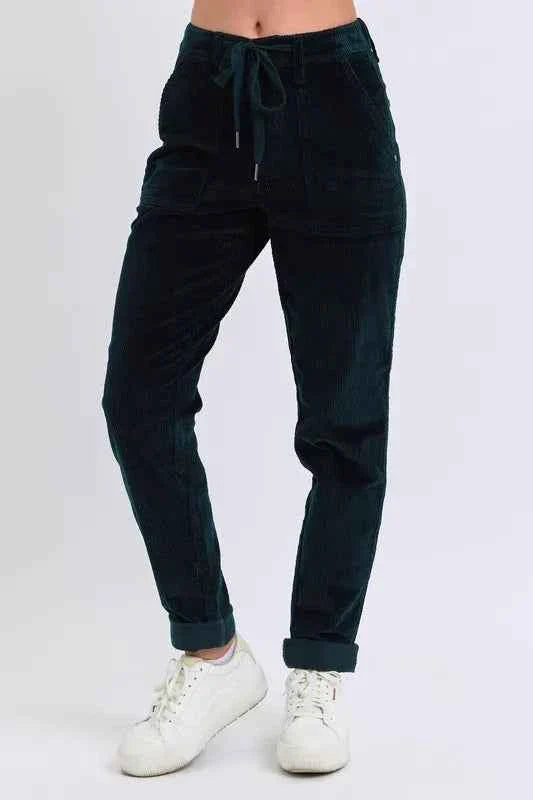 Judy Blue Plus Size Corduroy Casual Pants High Waist Cuffed