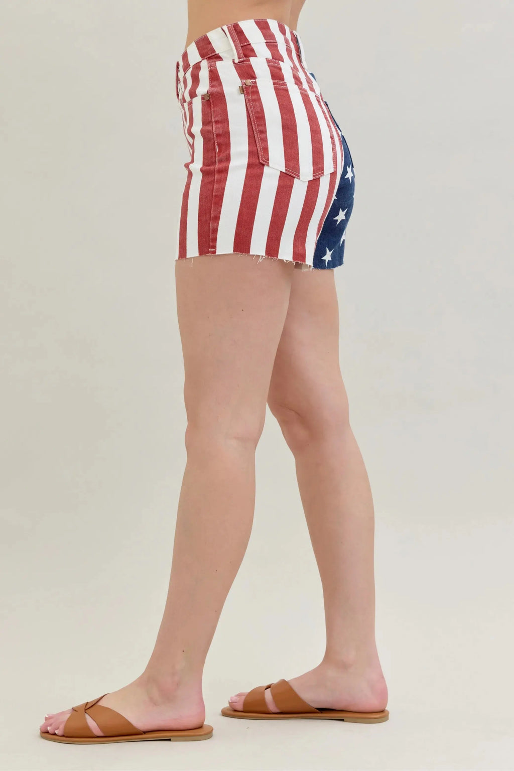 Judy Blue Jeans - Full Size High Waist Americana Flag Fray Hem Shorts