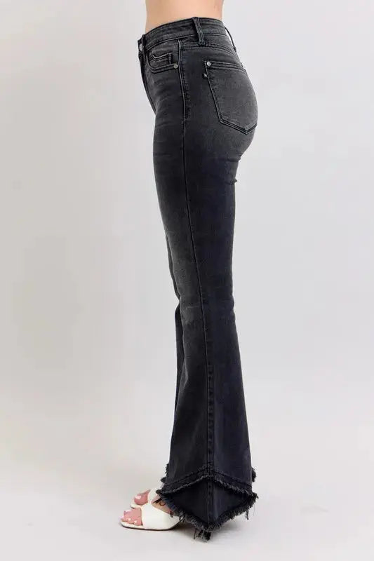 Judy Blue Full Size/Plus Size High Waist Flare w/ Mock Fray Tulip Hem